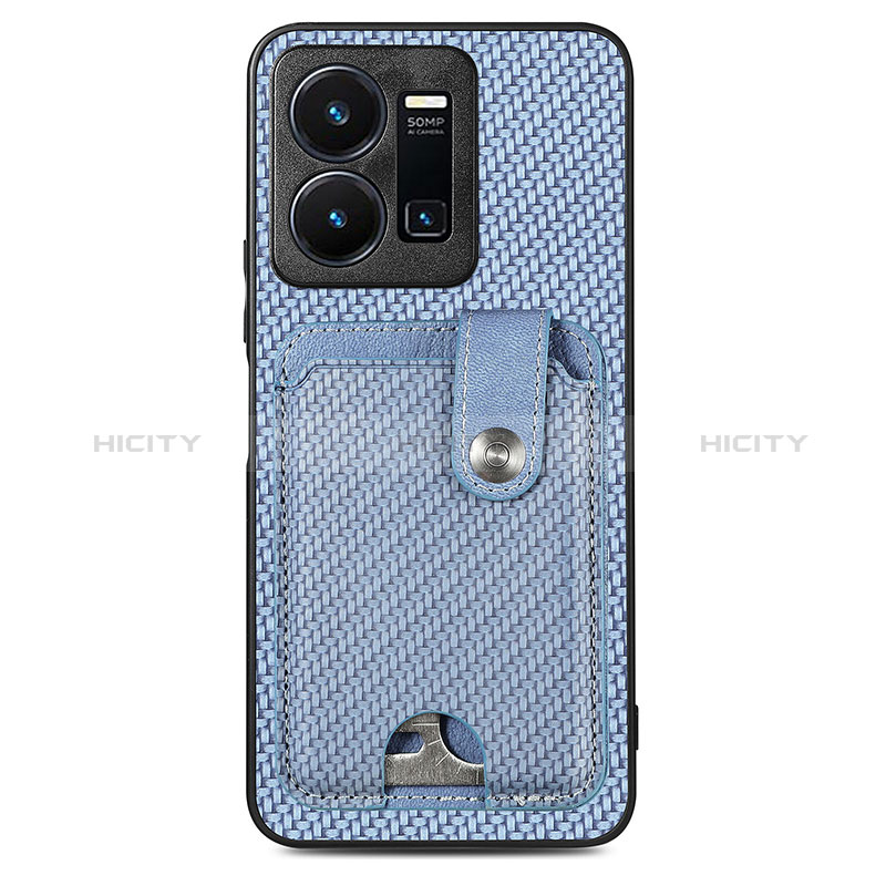 Coque Ultra Fine Silicone Souple Housse Etui avec Aimante Magnetique S03D pour Vivo Y35 4G Bleu Plus