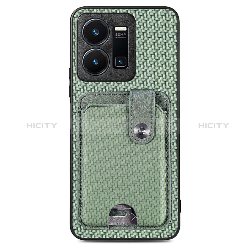 Coque Ultra Fine Silicone Souple Housse Etui avec Aimante Magnetique S03D pour Vivo Y35 4G Vert Plus