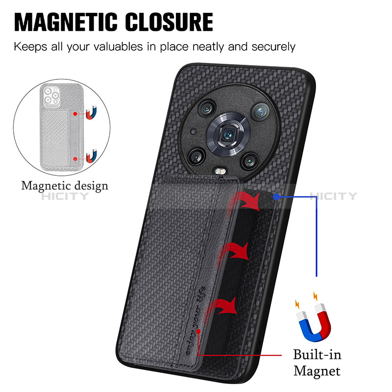 Coque Ultra Fine Silicone Souple Housse Etui avec Aimante Magnetique S04D pour Huawei Honor 80 5G Plus