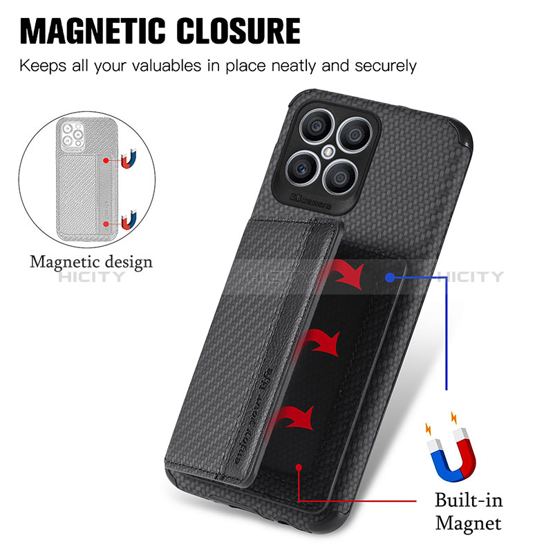 Coque Ultra Fine Silicone Souple Housse Etui avec Aimante Magnetique S04D pour Huawei Honor X8 4G Plus