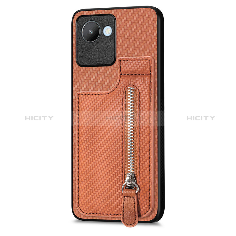 Coque Ultra Fine Silicone Souple Housse Etui avec Aimante Magnetique S04D pour Realme C30s Marron Plus