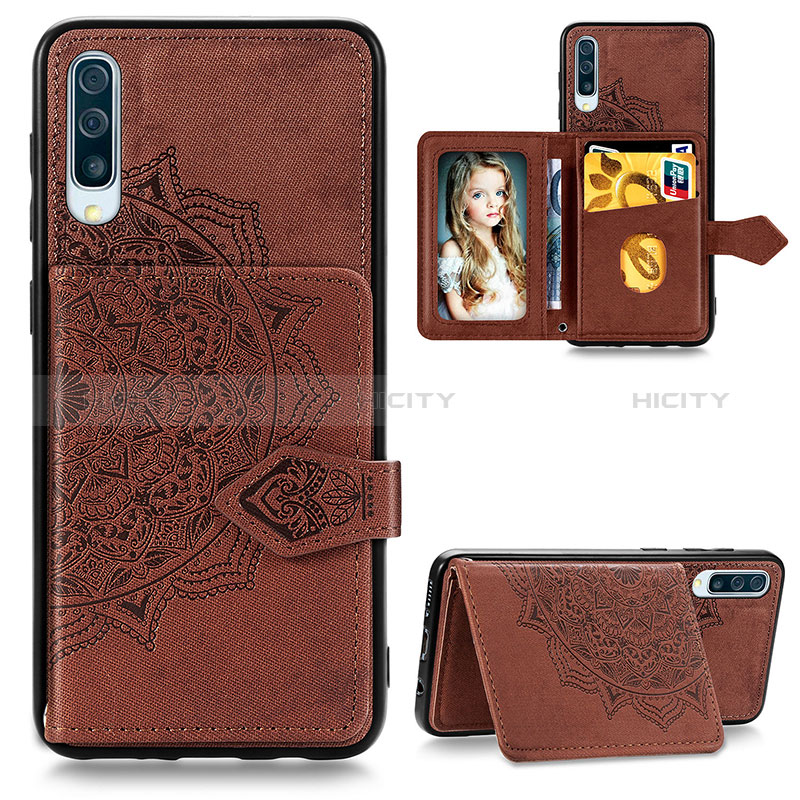 Coque Ultra Fine Silicone Souple Housse Etui avec Aimante Magnetique S04D pour Samsung Galaxy A50 Marron Plus