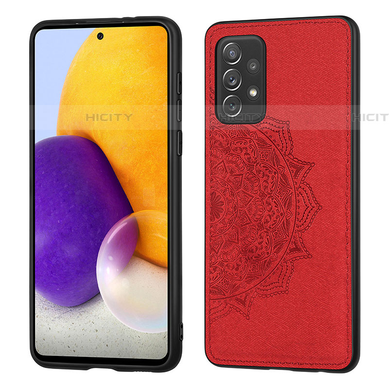 Coque Ultra Fine Silicone Souple Housse Etui avec Aimante Magnetique S04D pour Samsung Galaxy A72 4G Rouge Plus