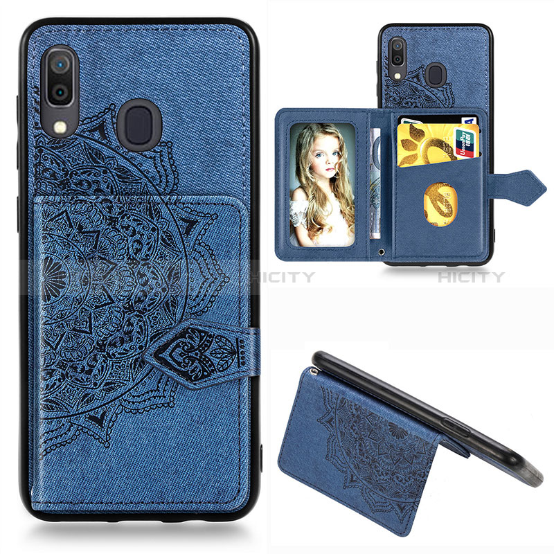 Coque Ultra Fine Silicone Souple Housse Etui avec Aimante Magnetique S04D pour Samsung Galaxy M10S Bleu Plus