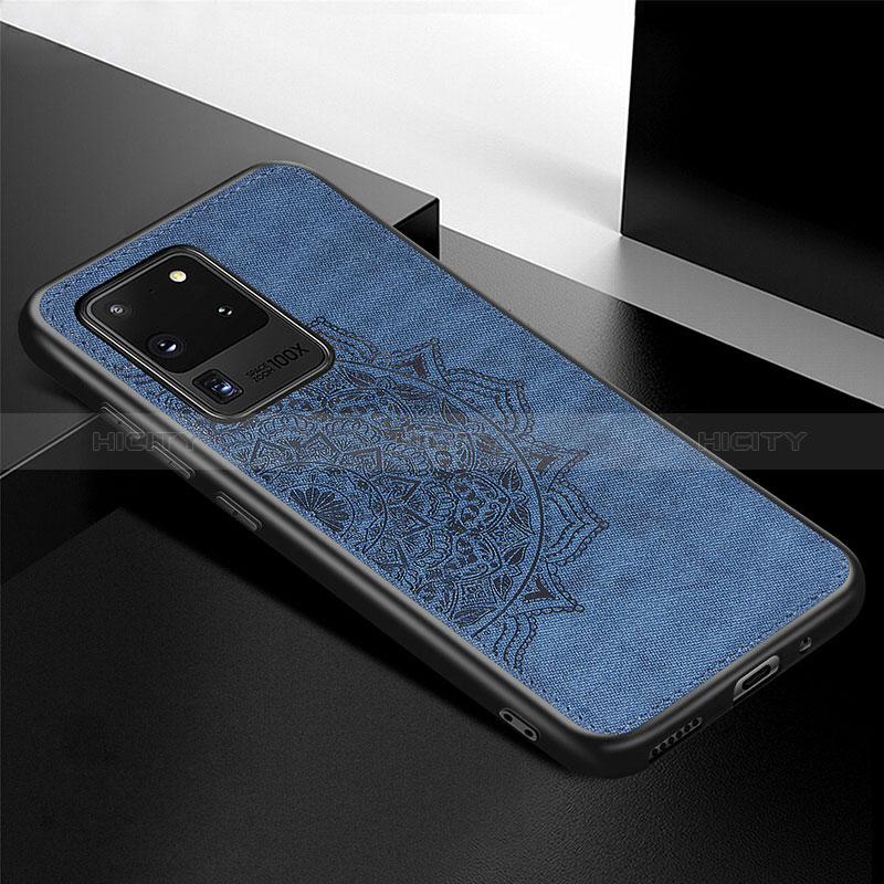 Coque Ultra Fine Silicone Souple Housse Etui avec Aimante Magnetique S04D pour Samsung Galaxy S20 Ultra 5G Bleu Plus