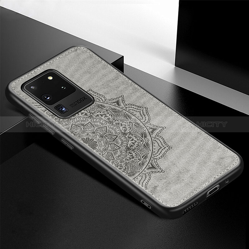 Coque Ultra Fine Silicone Souple Housse Etui avec Aimante Magnetique S04D pour Samsung Galaxy S20 Ultra 5G Gris Plus