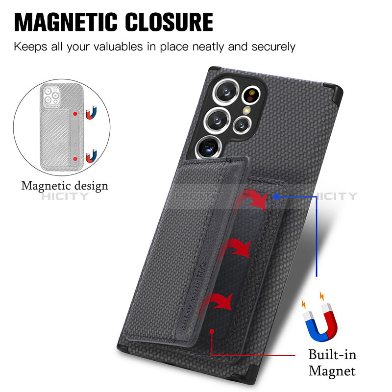 Coque Ultra Fine Silicone Souple Housse Etui avec Aimante Magnetique S04D pour Samsung Galaxy S24 Ultra 5G Plus