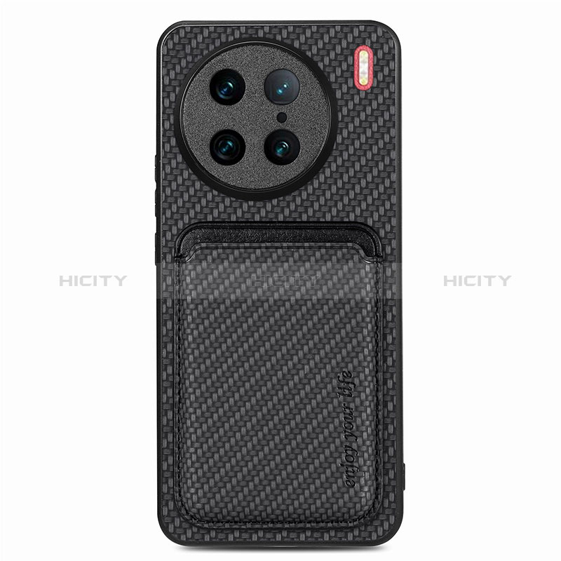 Coque Ultra Fine Silicone Souple Housse Etui avec Aimante Magnetique S04D pour Vivo X90 Pro 5G Noir Plus