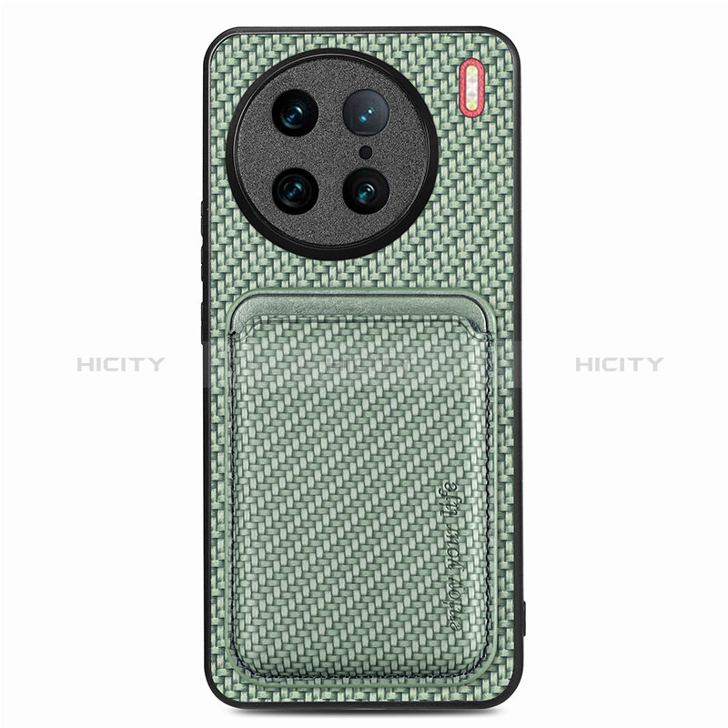 Coque Ultra Fine Silicone Souple Housse Etui avec Aimante Magnetique S04D pour Vivo X90 Pro 5G Vert Plus