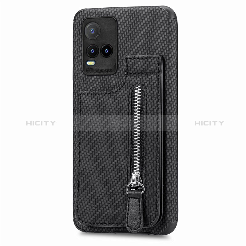 Coque Ultra Fine Silicone Souple Housse Etui avec Aimante Magnetique S04D pour Vivo Y21 Noir Plus