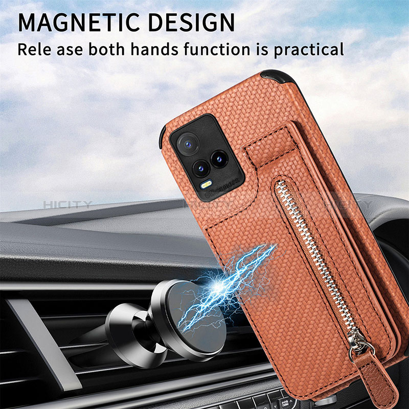 Coque Ultra Fine Silicone Souple Housse Etui avec Aimante Magnetique S04D pour Vivo Y21a Plus