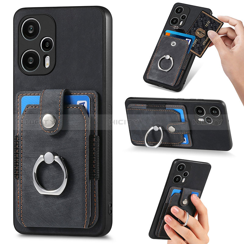 Coque Ultra Fine Silicone Souple Housse Etui avec Aimante Magnetique S04D pour Xiaomi Poco F5 5G Noir Plus