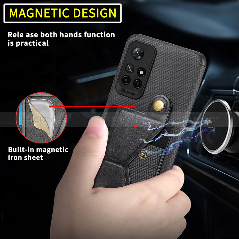 Coque Ultra Fine Silicone Souple Housse Etui avec Aimante Magnetique S04D pour Xiaomi Redmi Note 11S 5G Plus