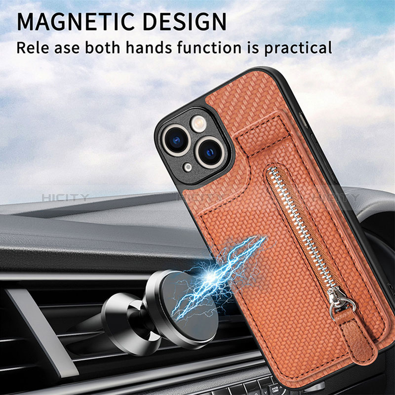 Coque Ultra Fine Silicone Souple Housse Etui avec Aimante Magnetique S05D pour Apple iPhone 15 Plus