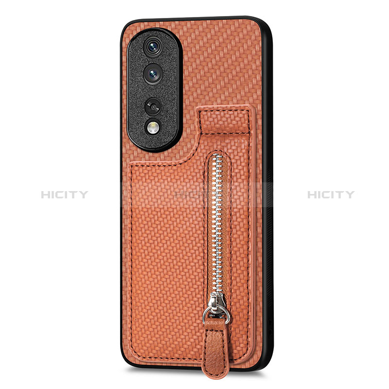 Coque Ultra Fine Silicone Souple Housse Etui avec Aimante Magnetique S05D pour Huawei Honor 80 Pro Flat 5G Marron Plus