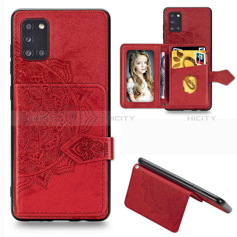 Coque Ultra Fine Silicone Souple Housse Etui avec Aimante Magnetique S05D pour Samsung Galaxy A31 Rouge Plus