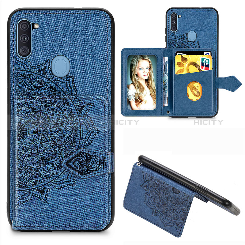 Coque Ultra Fine Silicone Souple Housse Etui avec Aimante Magnetique S05D pour Samsung Galaxy M11 Bleu Plus