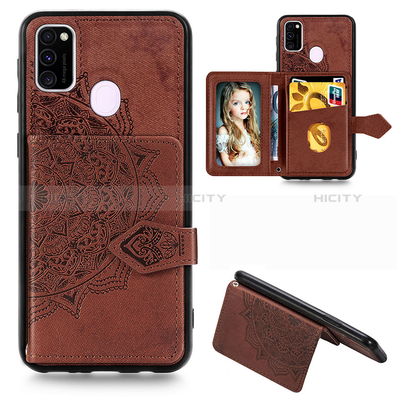 Coque Ultra Fine Silicone Souple Housse Etui avec Aimante Magnetique S05D pour Samsung Galaxy M21 Marron Plus