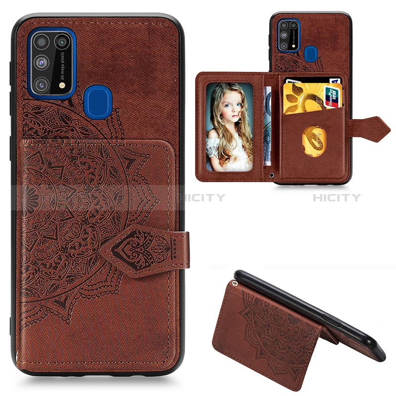 Coque Ultra Fine Silicone Souple Housse Etui avec Aimante Magnetique S05D pour Samsung Galaxy M31 Prime Edition Marron Plus