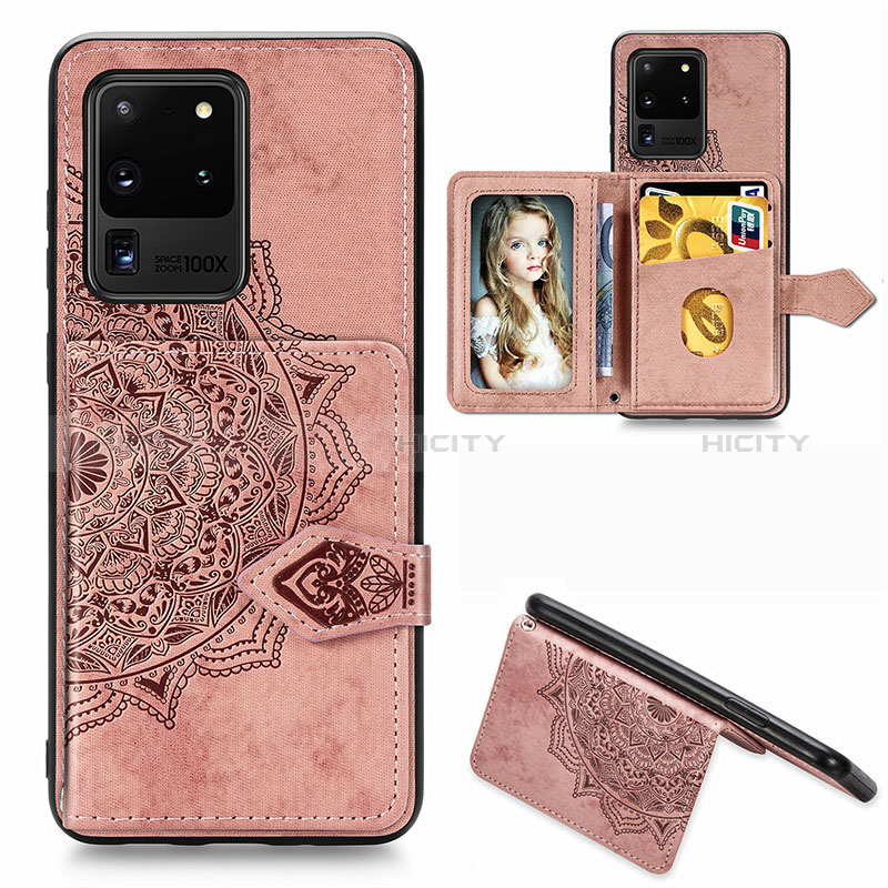 Coque Ultra Fine Silicone Souple Housse Etui avec Aimante Magnetique S05D pour Samsung Galaxy S20 Ultra 5G Or Rose Plus