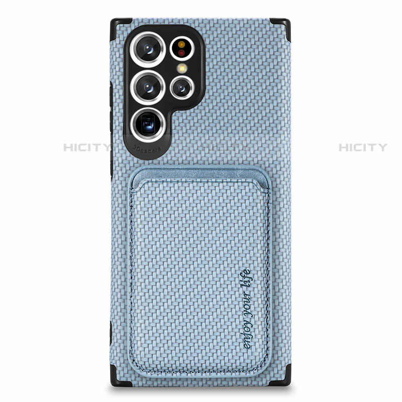 Coque Ultra Fine Silicone Souple Housse Etui avec Aimante Magnetique S05D pour Samsung Galaxy S21 Ultra 5G Bleu Plus