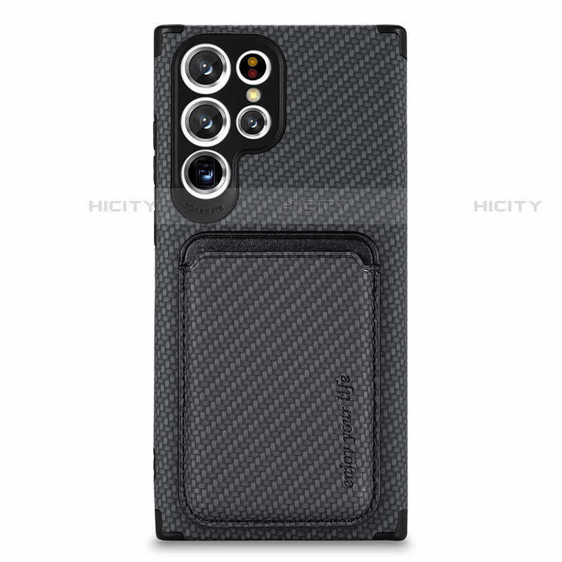 Coque Ultra Fine Silicone Souple Housse Etui avec Aimante Magnetique S05D pour Samsung Galaxy S21 Ultra 5G Noir Plus