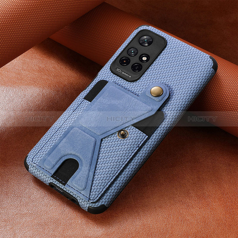 Coque Ultra Fine Silicone Souple Housse Etui avec Aimante Magnetique S05D pour Xiaomi Poco M4 Pro 5G Bleu Plus