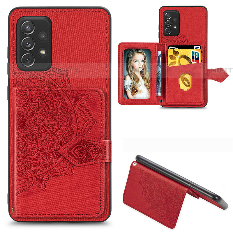 Coque Ultra Fine Silicone Souple Housse Etui avec Aimante Magnetique S06D pour Samsung Galaxy A72 5G Rouge Plus