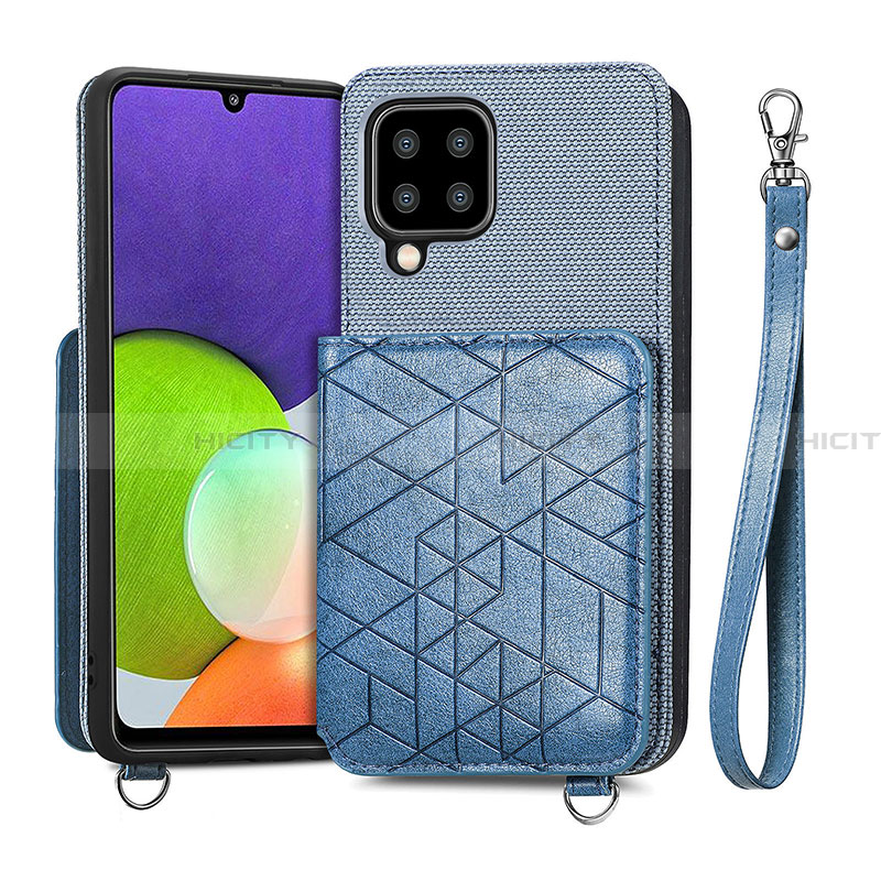 Coque Ultra Fine Silicone Souple Housse Etui avec Aimante Magnetique S07D pour Samsung Galaxy A22 4G Bleu Plus