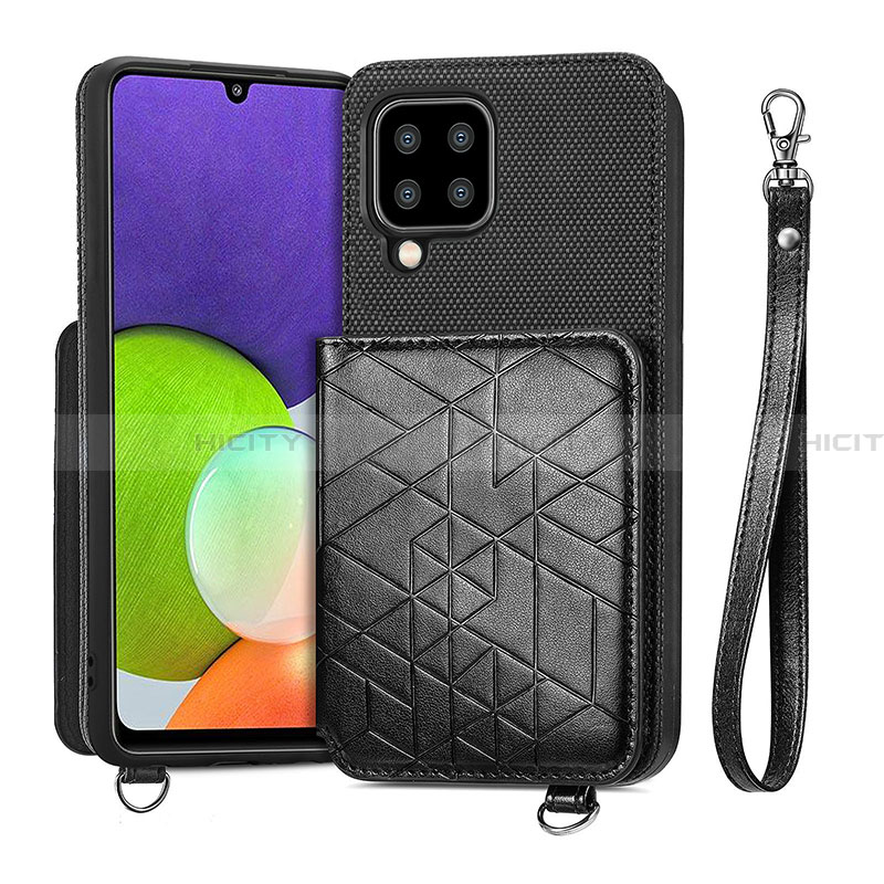 Coque Ultra Fine Silicone Souple Housse Etui avec Aimante Magnetique S07D pour Samsung Galaxy A22 4G Noir Plus