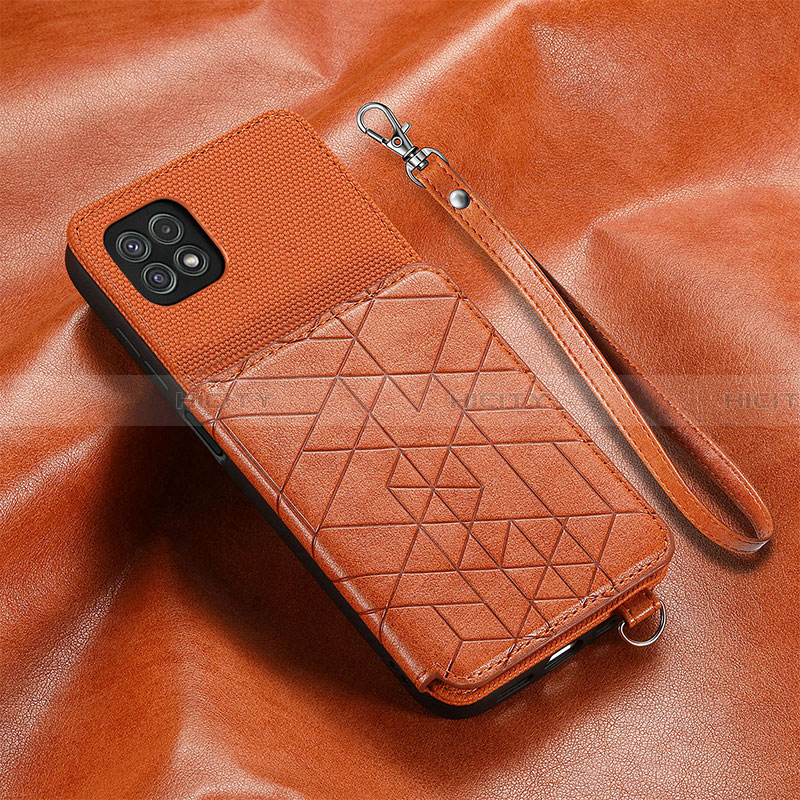 Coque Ultra Fine Silicone Souple Housse Etui avec Aimante Magnetique S07D pour Samsung Galaxy A22 5G Marron Plus