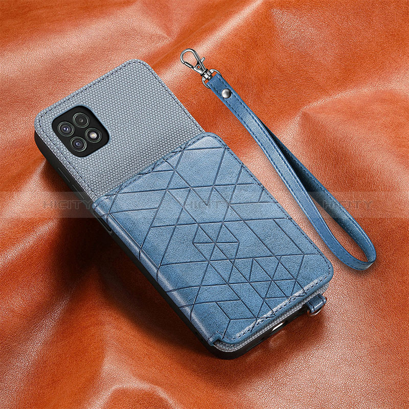 Coque Ultra Fine Silicone Souple Housse Etui avec Aimante Magnetique S07D pour Samsung Galaxy A22s 5G Bleu Plus