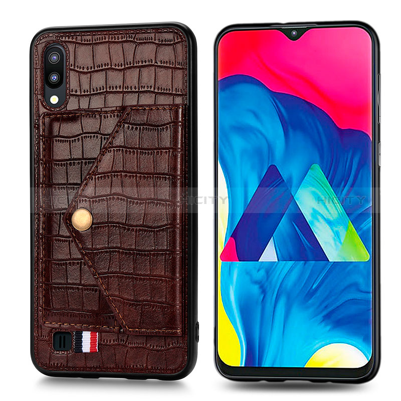 Coque Ultra Fine Silicone Souple Housse Etui avec Aimante Magnetique S07D pour Samsung Galaxy M10 Marron Plus