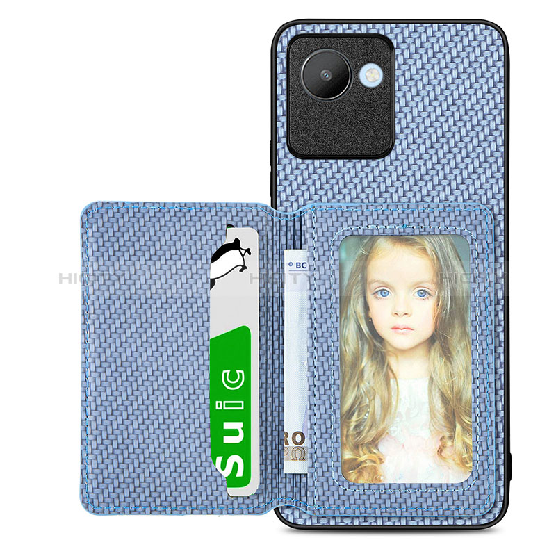 Coque Ultra Fine Silicone Souple Housse Etui avec Aimante Magnetique S08D pour Realme C30 Bleu Plus