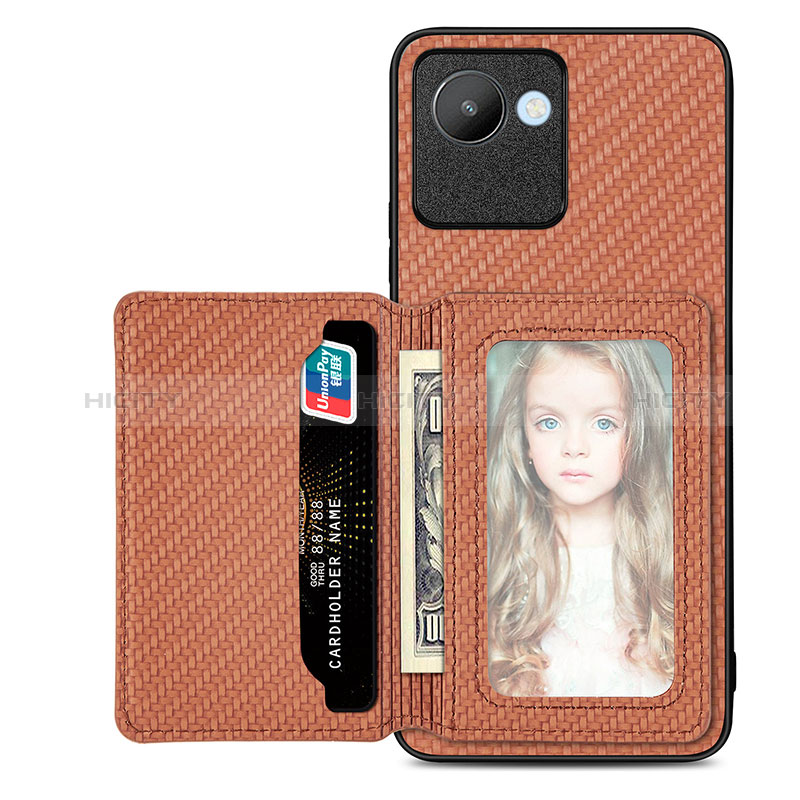 Coque Ultra Fine Silicone Souple Housse Etui avec Aimante Magnetique S08D pour Realme C30 Marron Plus