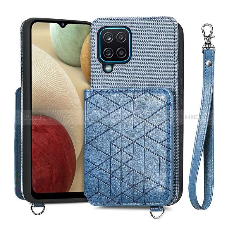 Coque Ultra Fine Silicone Souple Housse Etui avec Aimante Magnetique S08D pour Samsung Galaxy A12 Nacho Bleu Plus