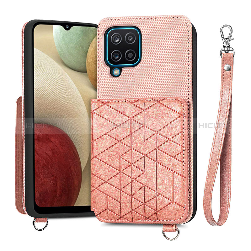 Coque Ultra Fine Silicone Souple Housse Etui avec Aimante Magnetique S08D pour Samsung Galaxy A12 Nacho Rose Plus