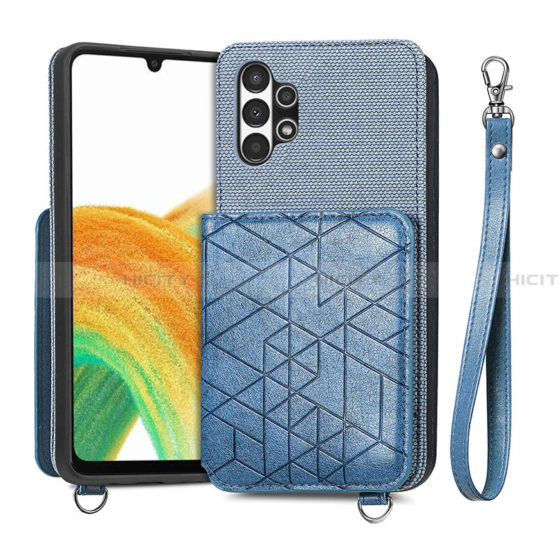 Coque Ultra Fine Silicone Souple Housse Etui avec Aimante Magnetique S08D pour Samsung Galaxy A13 4G Bleu Plus