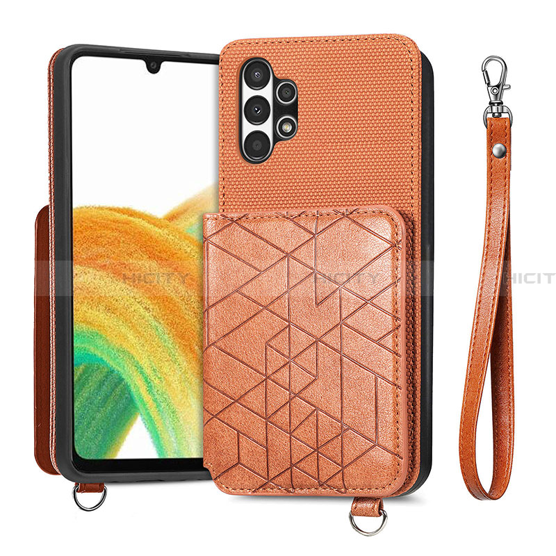 Coque Ultra Fine Silicone Souple Housse Etui avec Aimante Magnetique S08D pour Samsung Galaxy A13 4G Marron Plus