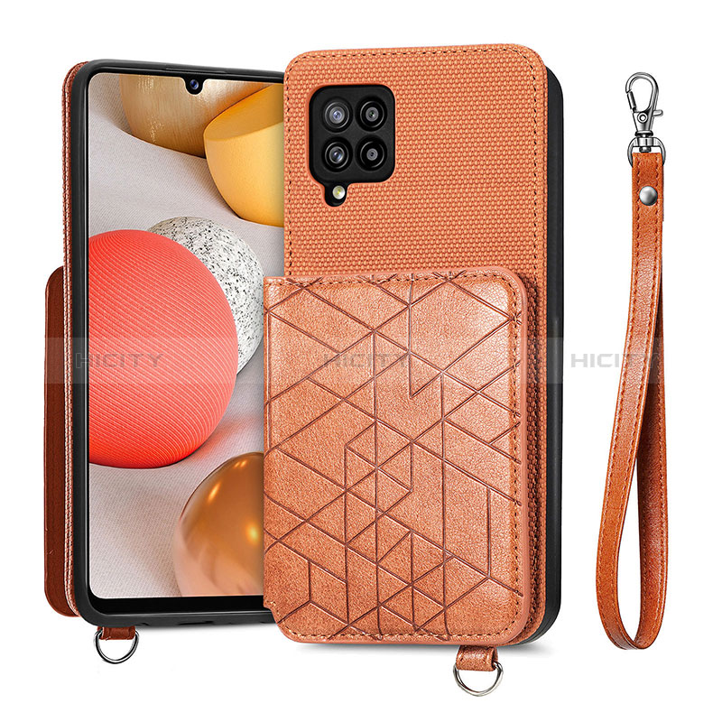 Coque Ultra Fine Silicone Souple Housse Etui avec Aimante Magnetique S08D pour Samsung Galaxy A42 5G Marron Plus