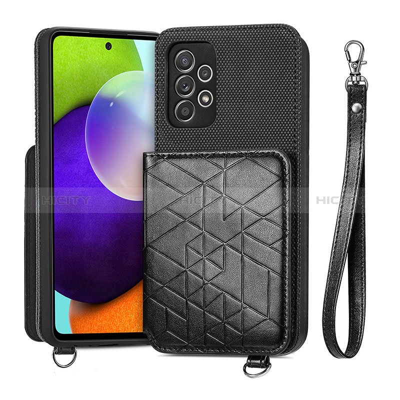 Coque Ultra Fine Silicone Souple Housse Etui avec Aimante Magnetique S08D pour Samsung Galaxy A52s 5G Noir Plus