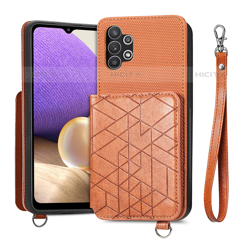 Coque Ultra Fine Silicone Souple Housse Etui avec Aimante Magnetique S08D pour Samsung Galaxy M32 5G Marron Plus