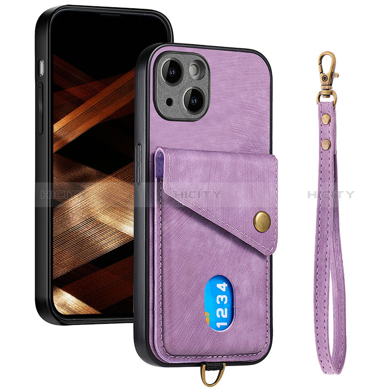 Coque Ultra Fine Silicone Souple Housse Etui avec Aimante Magnetique S09D pour Apple iPhone 13 Violet Plus