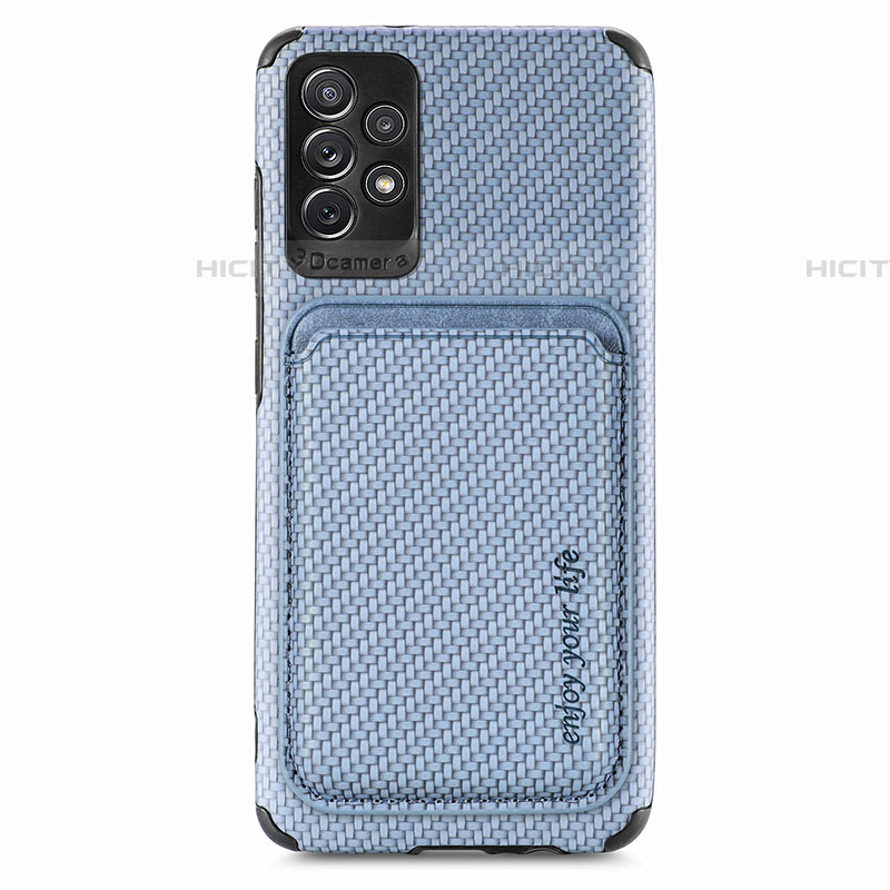 Coque Ultra Fine Silicone Souple Housse Etui avec Aimante Magnetique S09D pour Samsung Galaxy A52 4G Bleu Plus