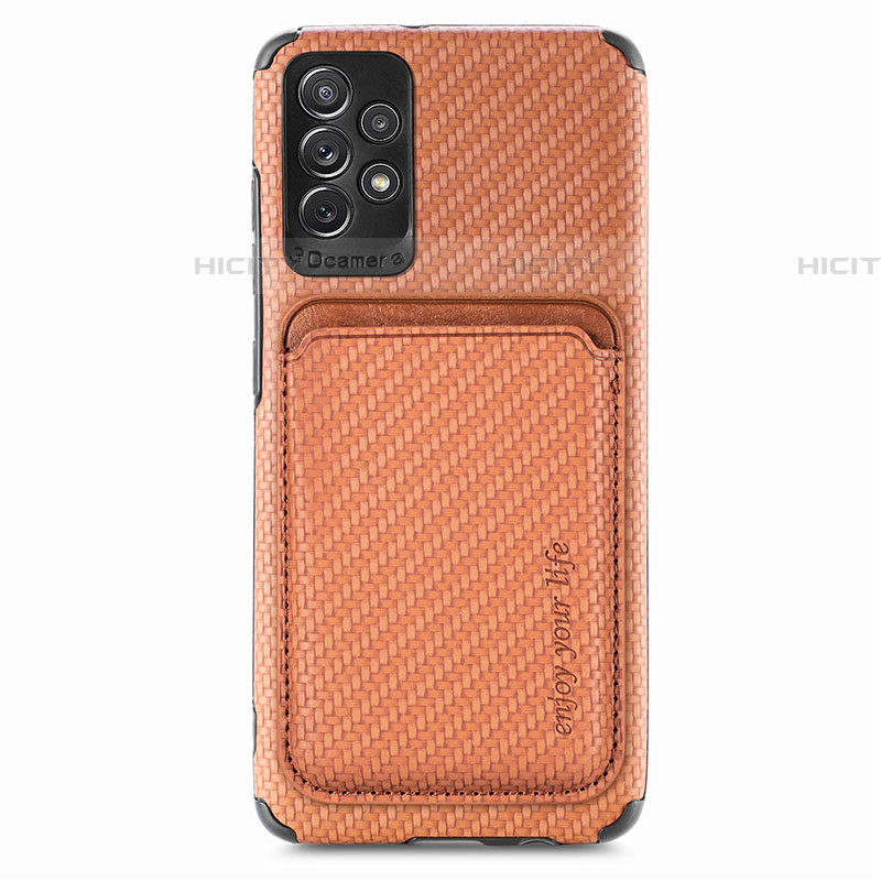 Coque Ultra Fine Silicone Souple Housse Etui avec Aimante Magnetique S09D pour Samsung Galaxy A52 4G Marron Plus