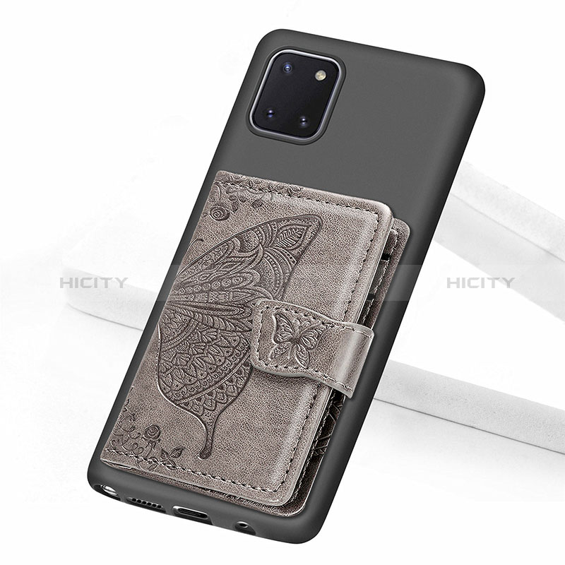 Coque Ultra Fine Silicone Souple Housse Etui avec Aimante Magnetique S09D pour Samsung Galaxy A81 Gris Plus