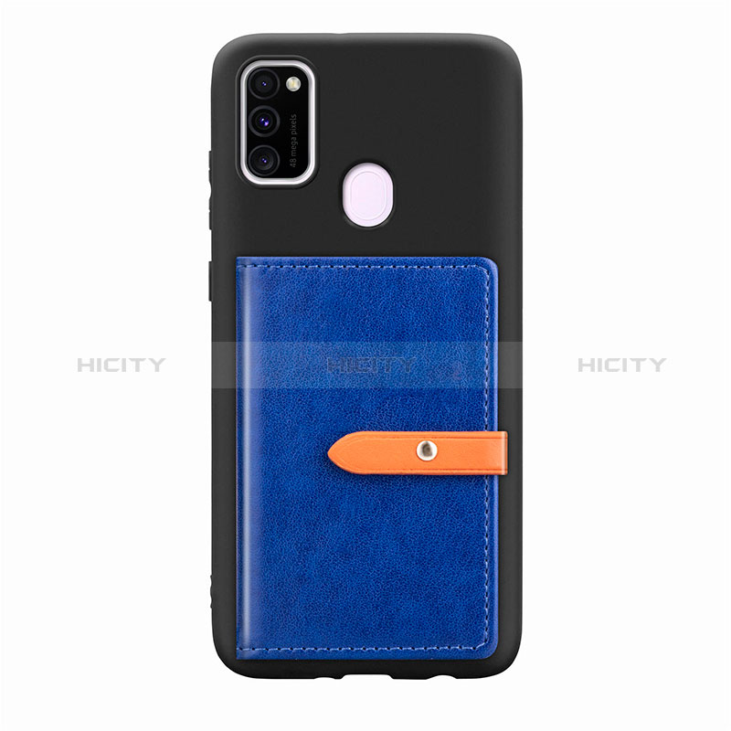 Coque Ultra Fine Silicone Souple Housse Etui avec Aimante Magnetique S11D pour Samsung Galaxy M21 Bleu Plus