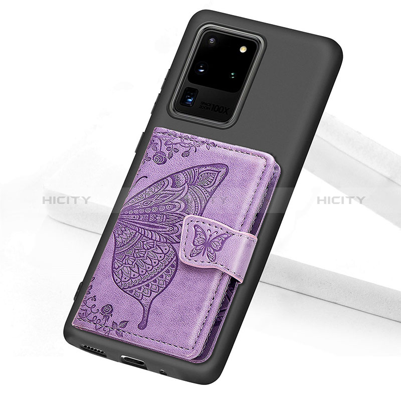 Coque Ultra Fine Silicone Souple Housse Etui avec Aimante Magnetique S11D pour Samsung Galaxy S20 Ultra Violet Plus