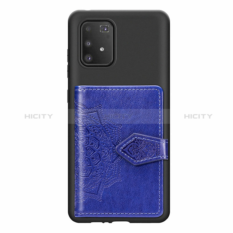 Coque Ultra Fine Silicone Souple Housse Etui avec Aimante Magnetique S12D pour Samsung Galaxy A91 Bleu Plus