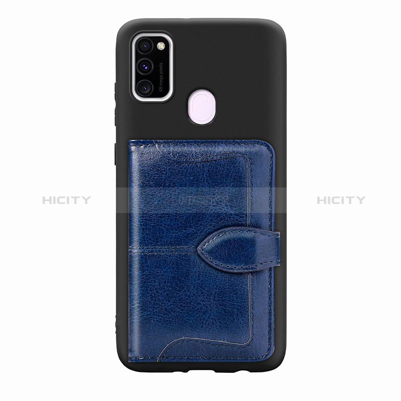 Coque Ultra Fine Silicone Souple Housse Etui avec Aimante Magnetique S12D pour Samsung Galaxy M21 Bleu Plus